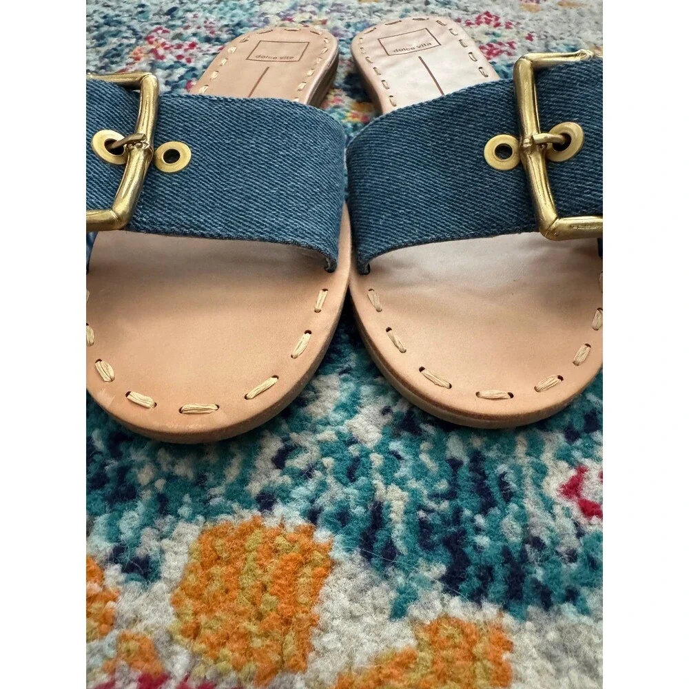 Dolce Vita Dasa Slide Sandals in Blue Denim Size 9.5 - Picture 4 of 5